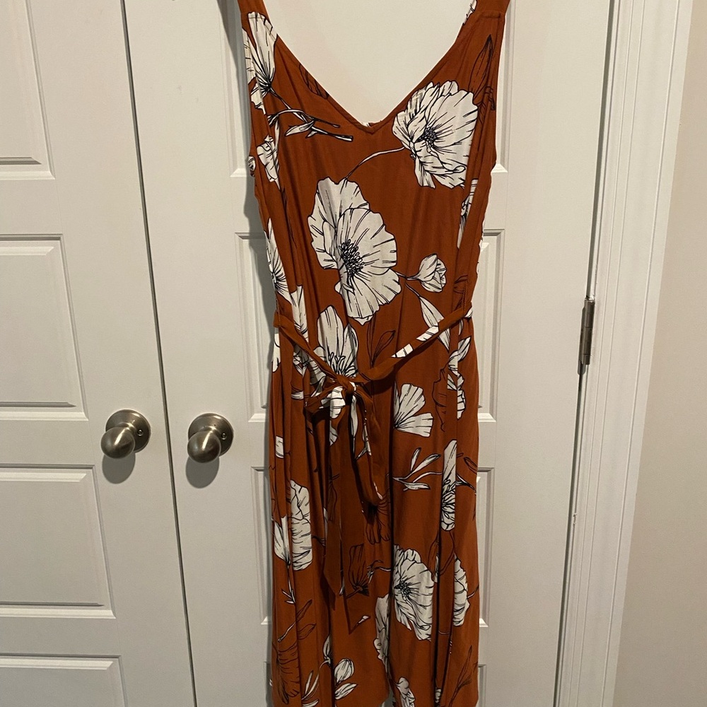 Women’s Plus Floral Print Sleeveless Dress - Brown size 1X